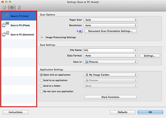 figure: Settings dialog